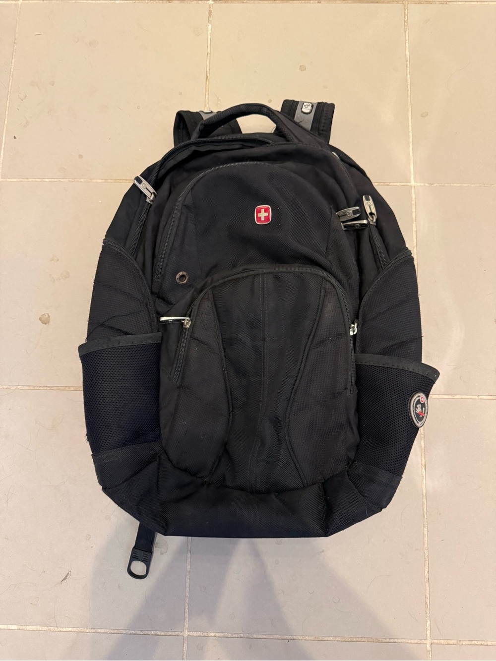 SwissGear Black Backpack with Red Logo - Men's Travel Pack